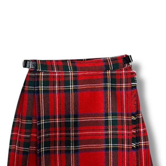 Blarney Skirt Wrap Kilt Wool Blend Red Stewart Tartan Ireland Plaid VTG Girls 28 - Picture 8 of 14